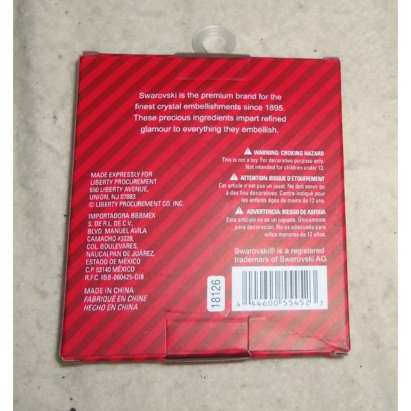 White Letter N on Round Red Felt Silver Plated Ornaments w/crystals Harvey Lewis - Picture 3 of 3